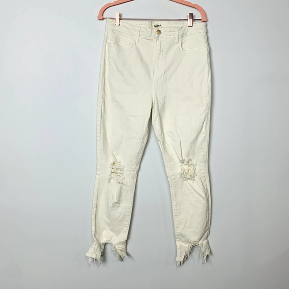 #20 L’agence NWOT Vintage White High Line High Rise Distressed Skinny Jeans - Picture 2 of 6